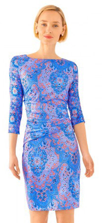 Blue Purple faux wrap dress