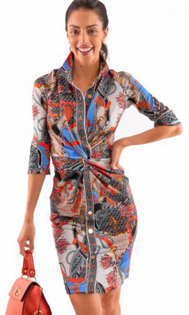 Button Front Dress with Twist