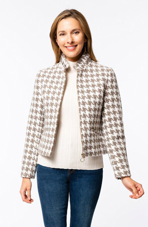 zip coat brown white