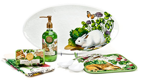 Michel Design Garden Bunny Collection Soap Melamine Tray Napkins