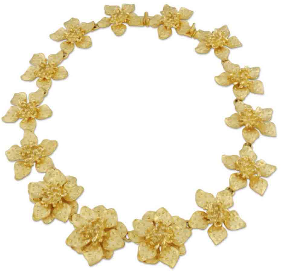 Kenneth Lane Gold Dogwood Flower Necklace