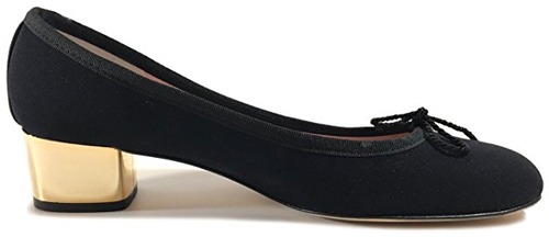 Paul Mayer Attitudes Tonga Tango Black Crepe Gold Heel Pumps